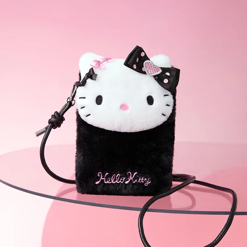 

Hello Kitty Sparkle Party Plush Crossbody Bag Cute Fluffy Glitter Shoulder Purse For Women Girls Gift