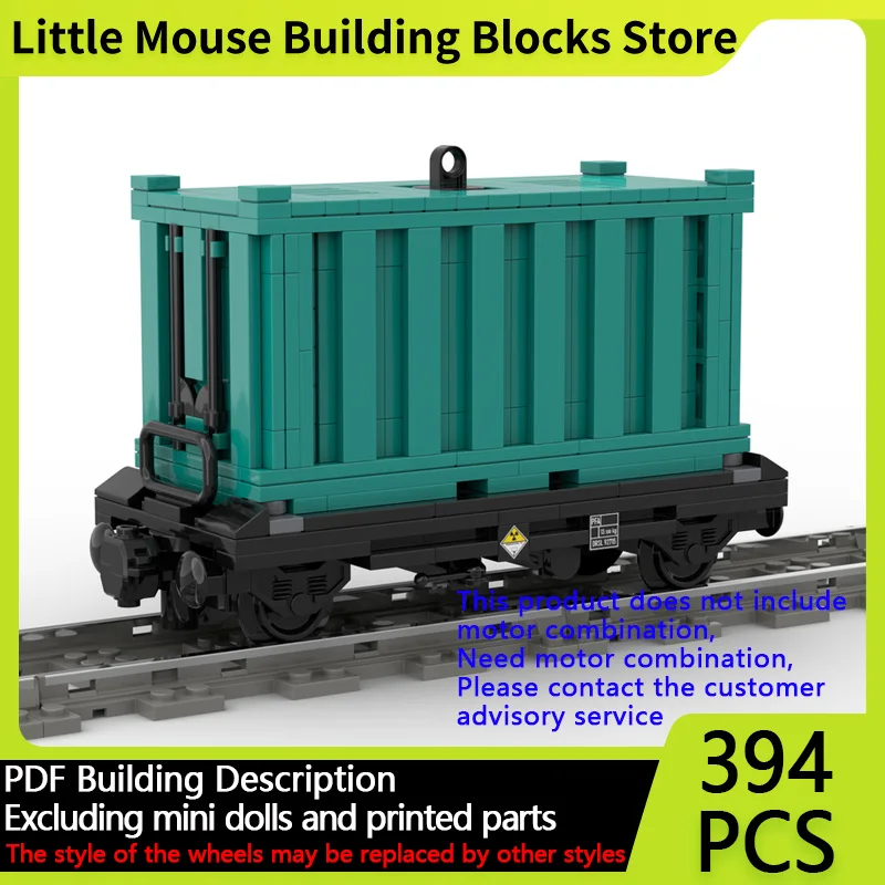 

City Car Model MOC Building Bricks Generic Container Wagon 2-Axles Modular Technology Gifts Holiday Assemble Children Toys Suit