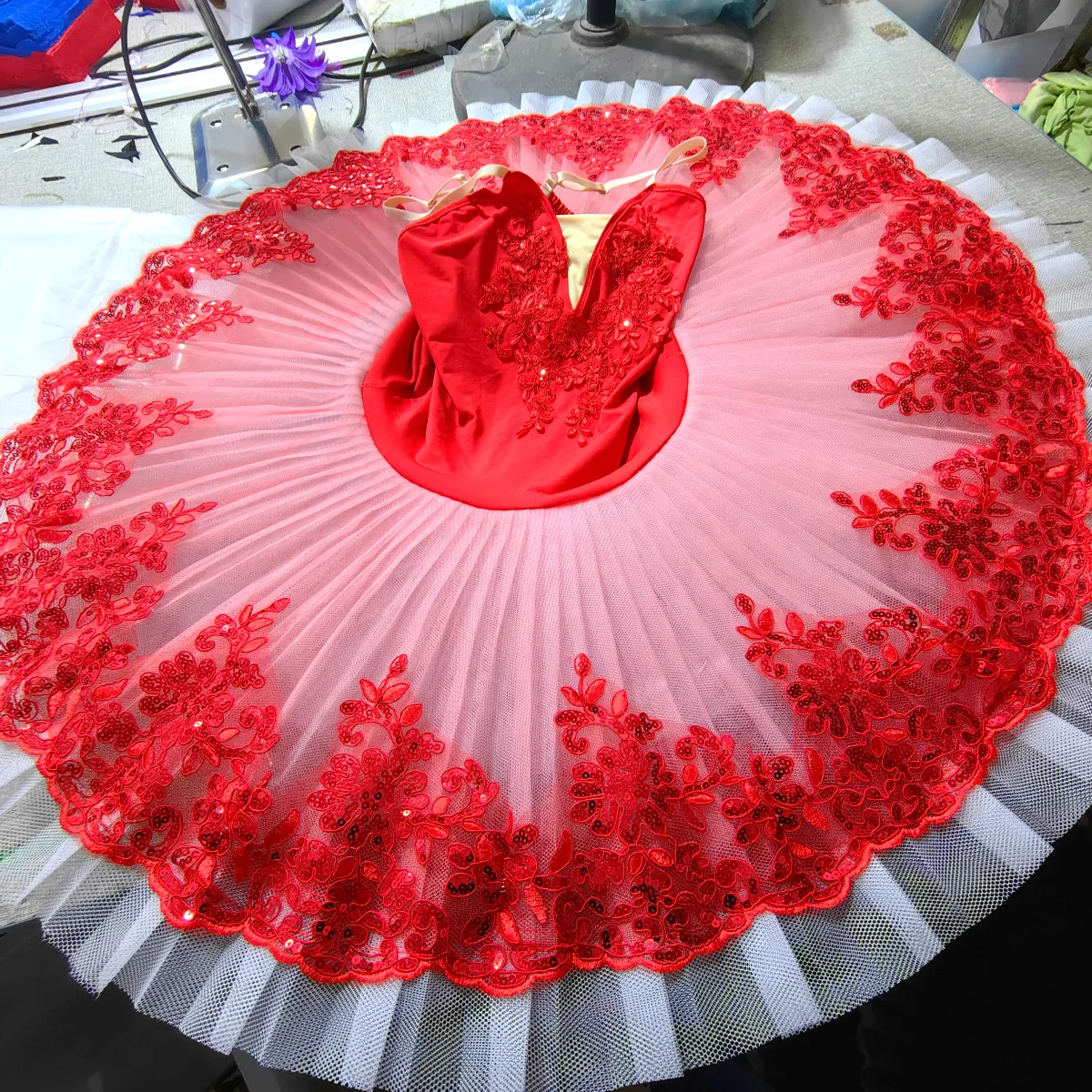 Red Ballet Tutu Skirt Costumes White Swan  Performance Clothing Dance Costume  Leotards for Girls