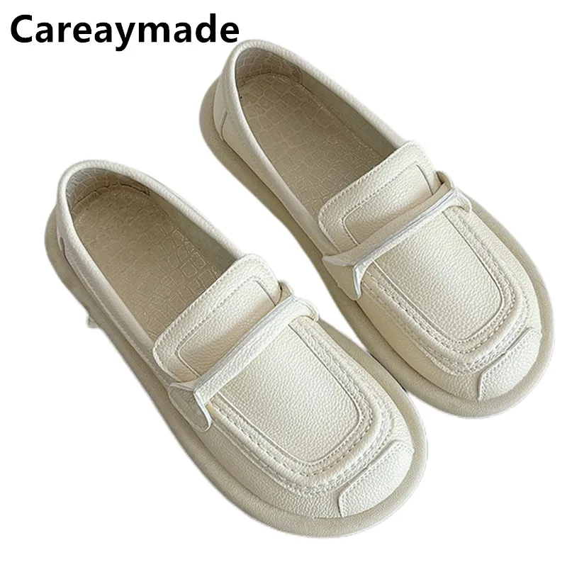 

Careaymade-Soft flat bottomed comfortable nurse shoes,round toe casual small white shoes,handcrafted retro women's shoes