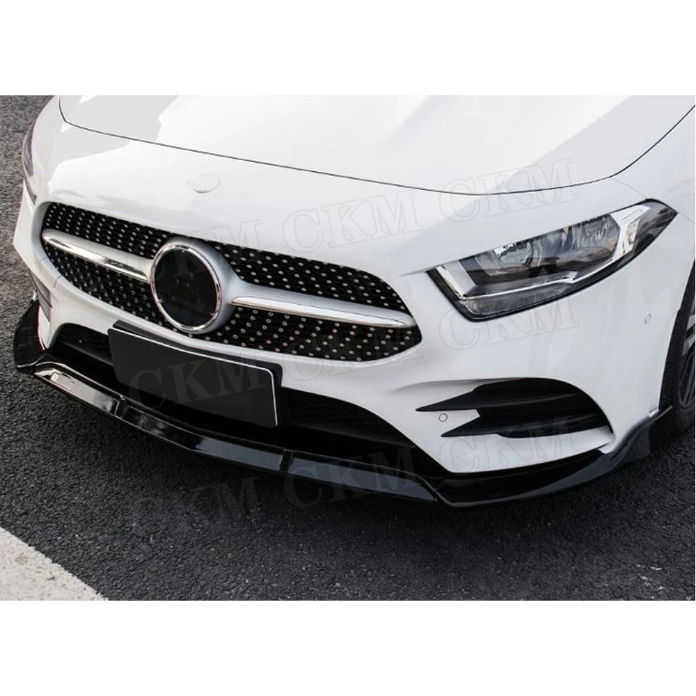 

Черный передний спойлер из АБС-пластика для Mercedes Benz A Class W176 A200 Sport 2019 3 шт./компл., головной бампер, защита подбородка