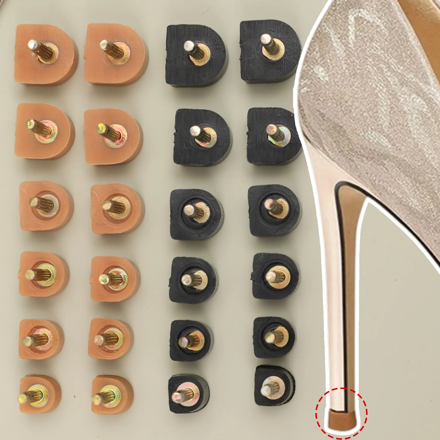 10/20pc Punte di riparazione tacco alto Spilli per scarpe da donna Tappi tacco Proteggi punte tacco alto Rubinetti Tasselli Sollevatori Accessori di ricambio