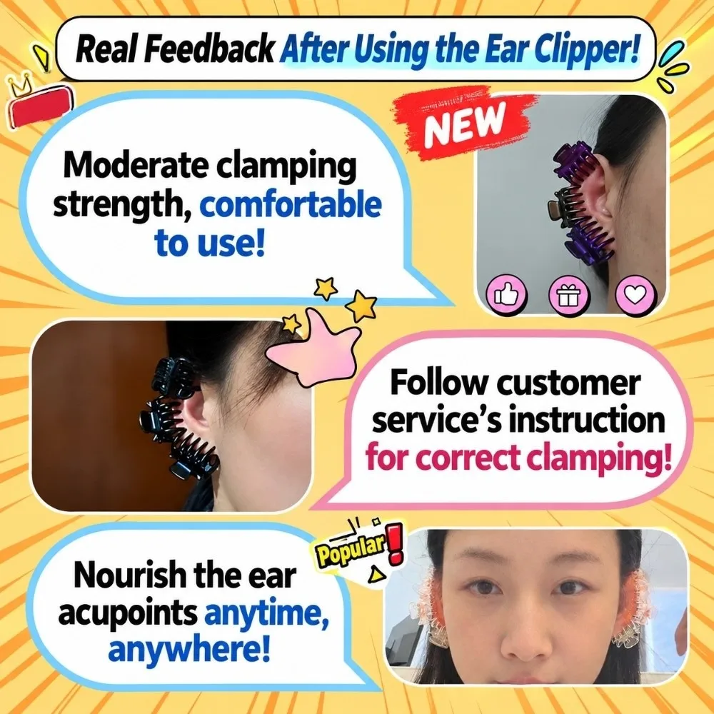 6Pcs Heart Shaped Ear Acupressure Clips Toothed Jaw Spring Grip Ear Reflexology Clamps Silver‑Tone Claw‑Type Ear Massage Clips