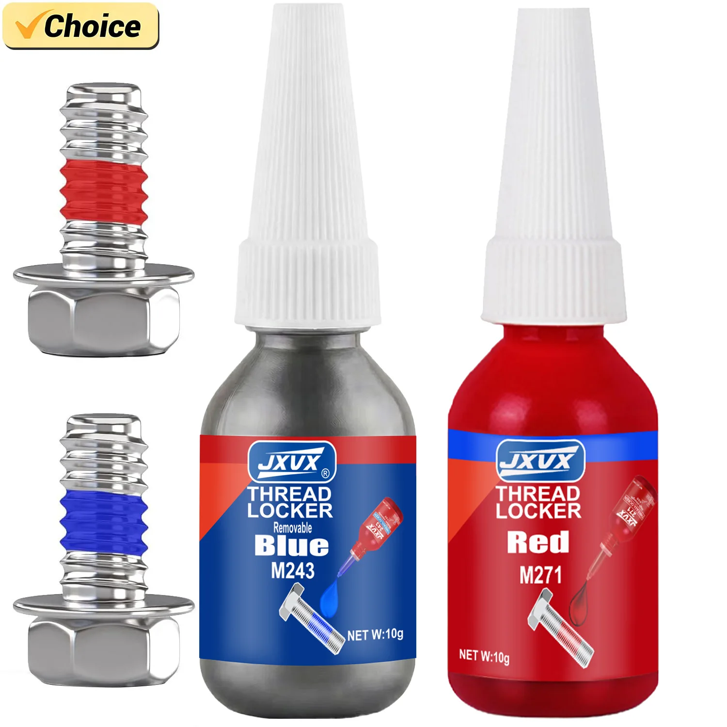 Medium And High Strength Thread Blue And Red Threadlocker Anaerobic Glues Anti Loose Screw Glues Fastening Quickly Cured Thread Locking Agent Sealant for Screws,Bolts, Fasteners, and Metal,10ml.
