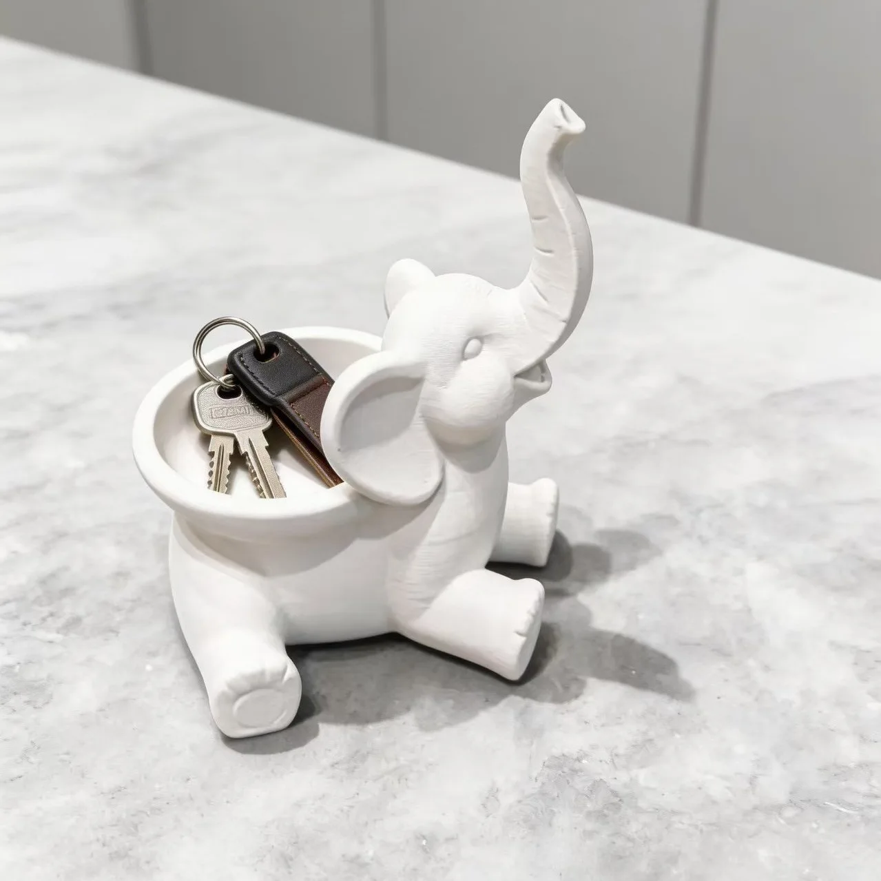 White Elephant Ornament Tray Light Luxury Jewelry Key Holder for Coffee Table Desk Decor Ceramic Home Gift