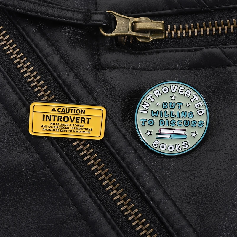 Introvert Pin Enamel Style Caution Introvert No Talking Willing to Discuss Books For Book Lovers Backpack Jacket Gift