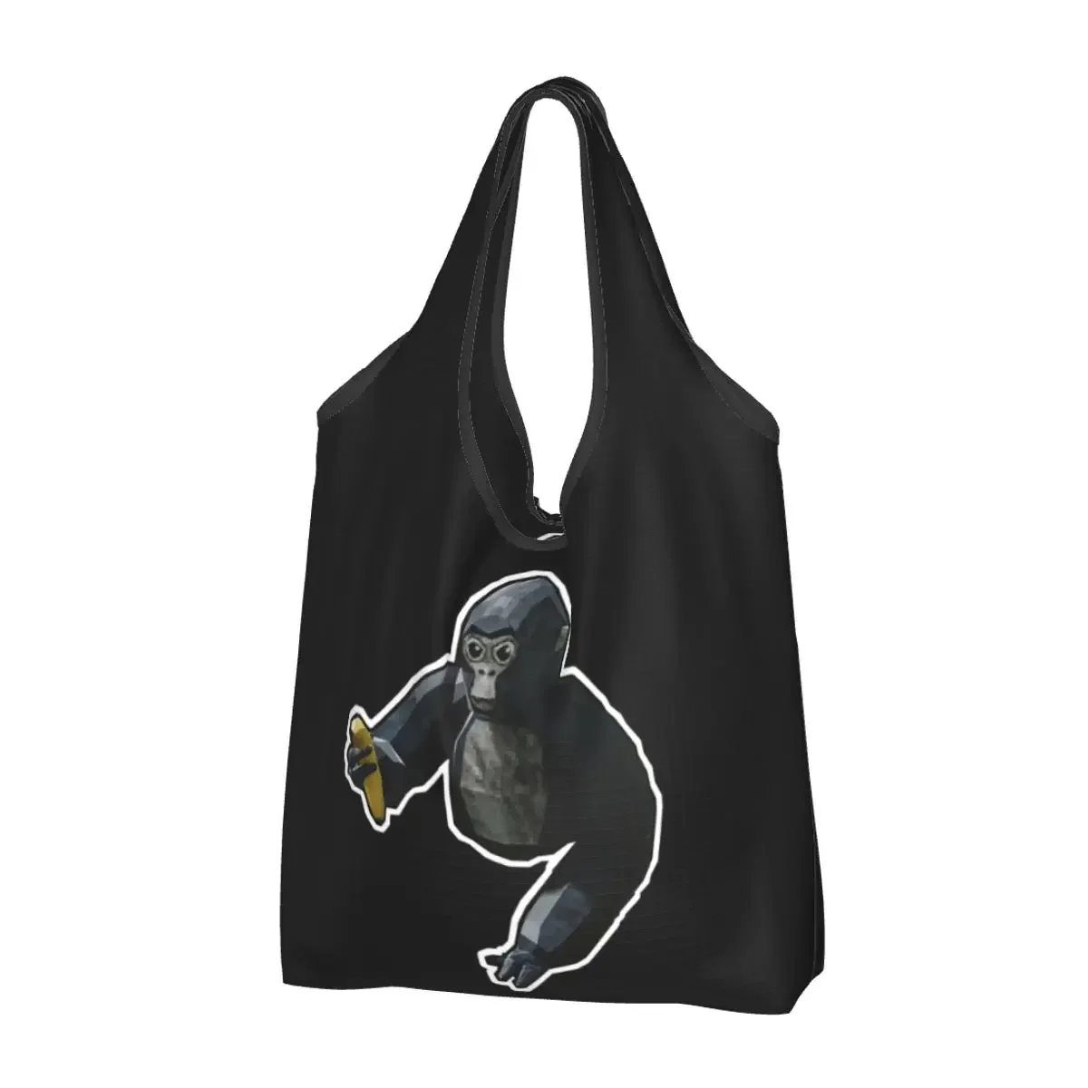 

Here Banana- Gorilla Tag Portable Tote Shopping Bags Foldable Shopper Bag Grocery Handbag Shoulder Bag
