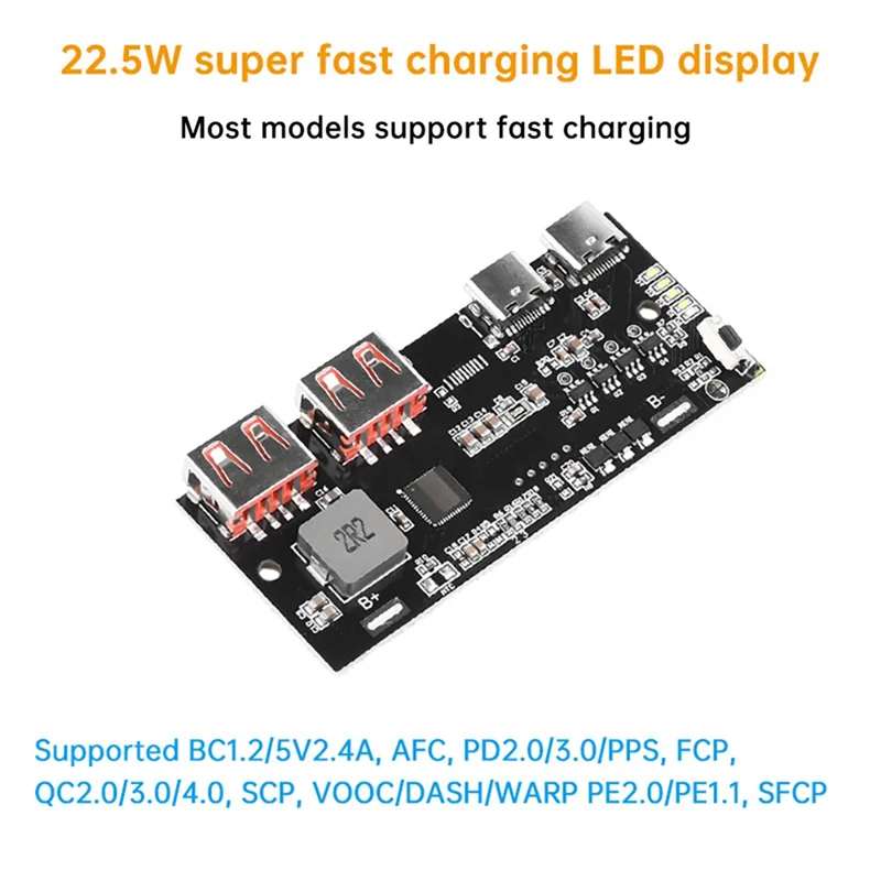 ABKI-Protokol Penuh 22.5W Modul Daya Ponsel Pengisi Daya Cepat QC4.0 Tipe-c USB Bank Daya Ponsel Sirkuit Diy Motherboard