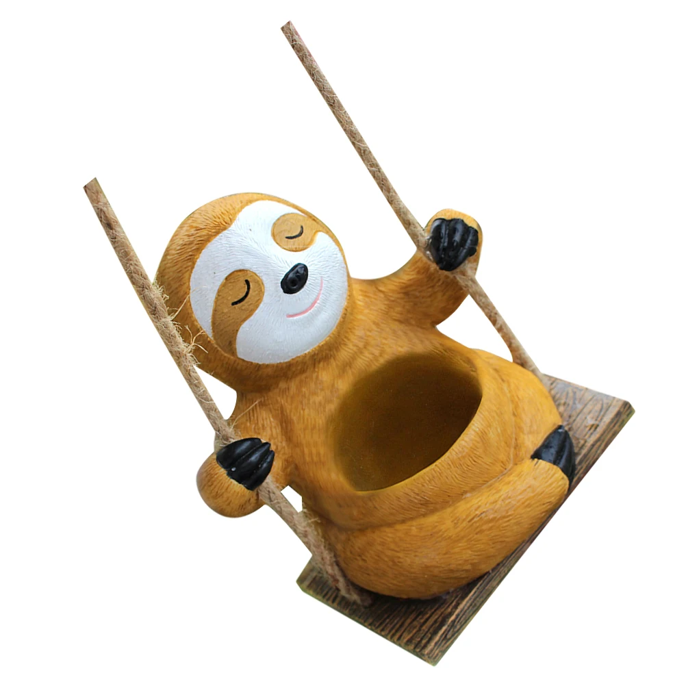 

Resin Flower Pot Hanging Planter Lightweight Sloth Shape Succulent Holder Decoration Cartoon Pendan