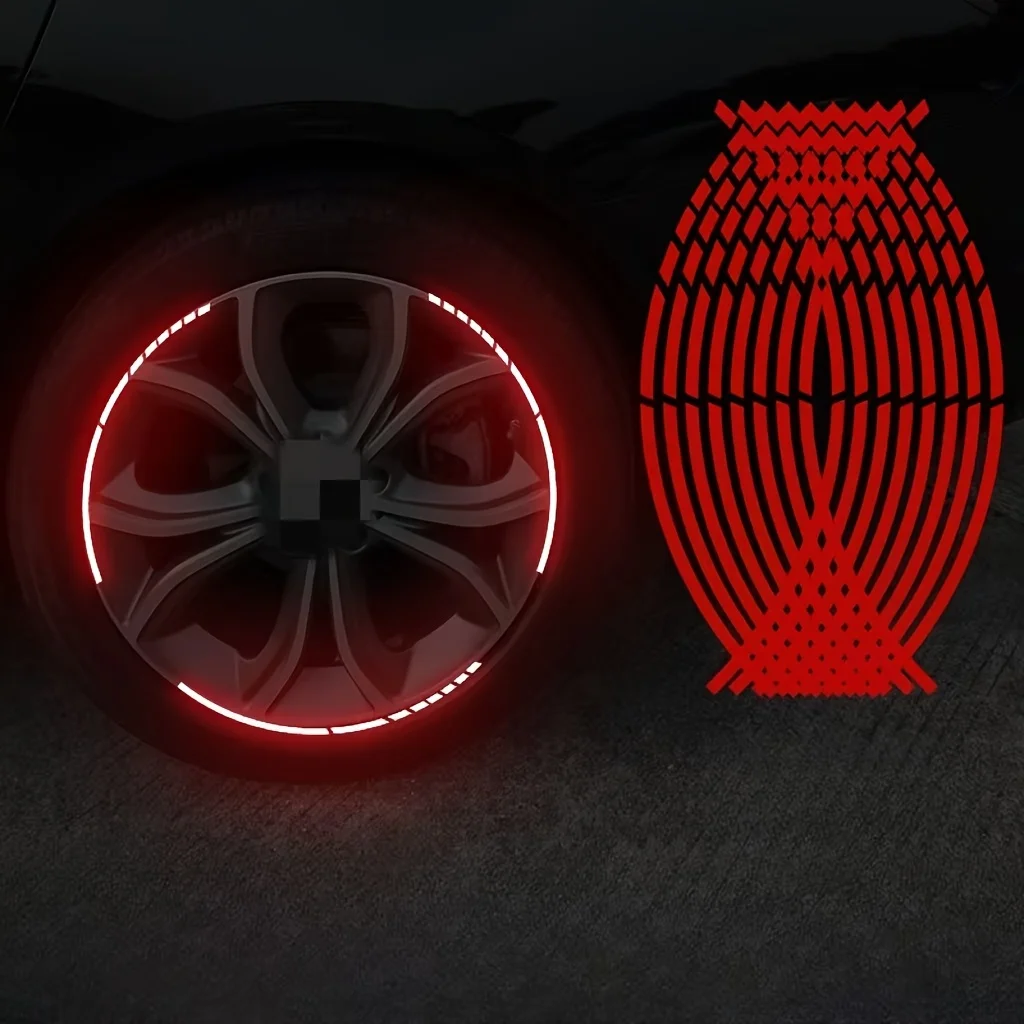 8PCS/Sheet Stripe Car Wheel Hub Reflective Stickers Waterproof Sunproof Self-adhesive Universal Vinyl Decals