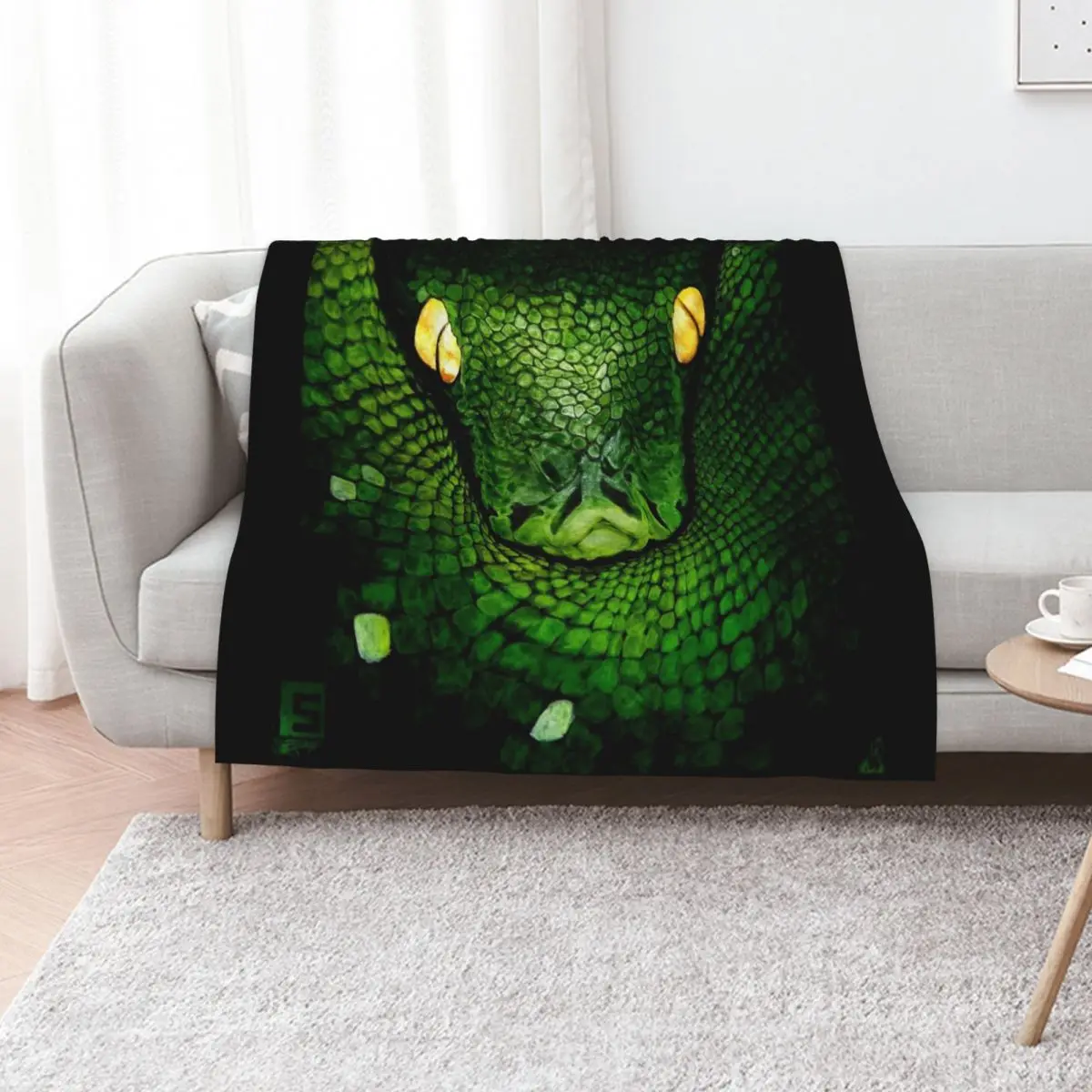 Green Tree Python (Morelia viridis) Throw Blanket Warm Accent Blanket for Living Room Decoration