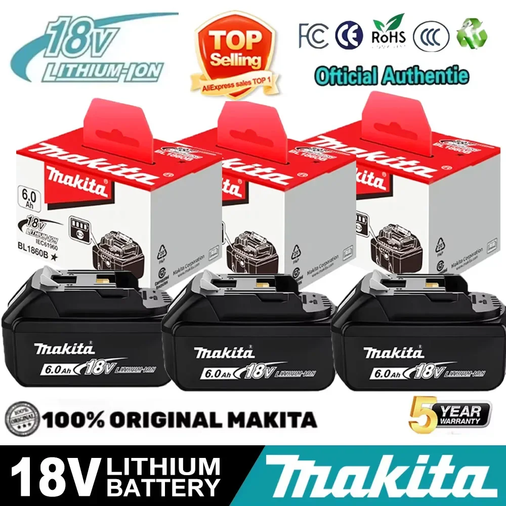

Original Makita 18V Power Tools Battery, rechargeable LED lithium Battery, for makita 18V BL1860 BL1850b BL1830 BL1815 6.0Ah