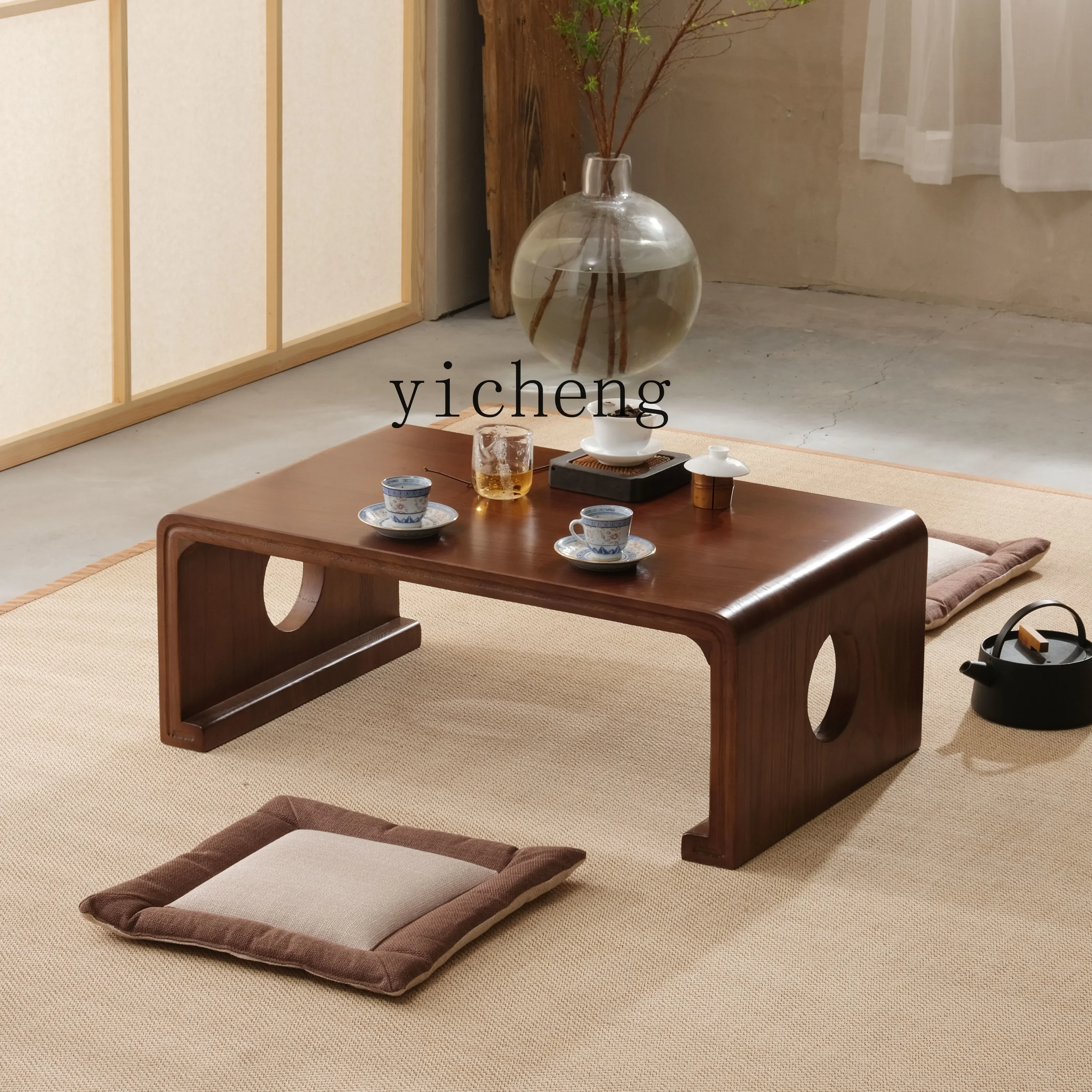 solid wood tatami coffee table zen tea balcony platform low table simple kang  kang several