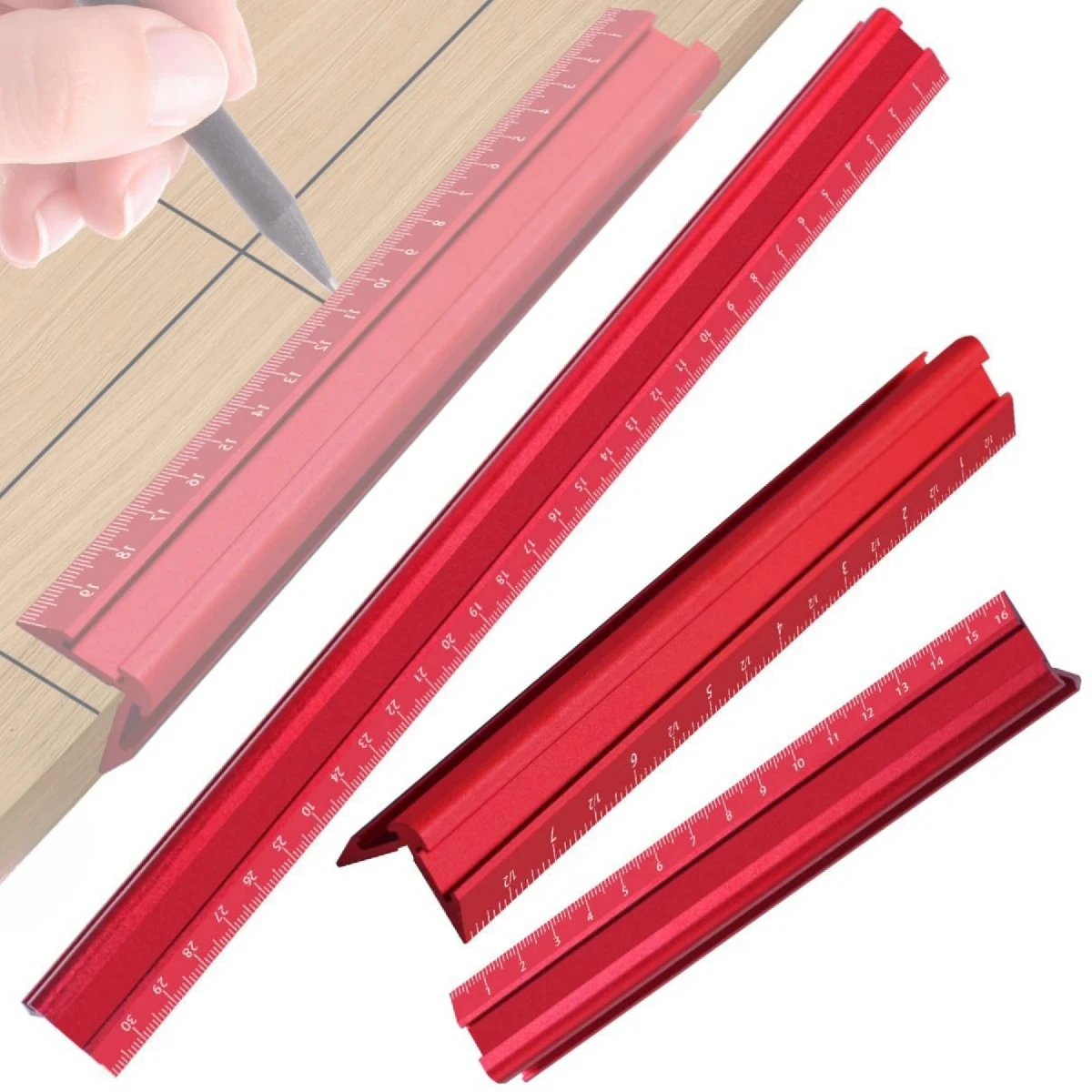 

Metric & Imperial Marking V-Ruler High Precision Aluminum Alloy Versatile Parallel/Vertical Line Scribe Marking Gauge