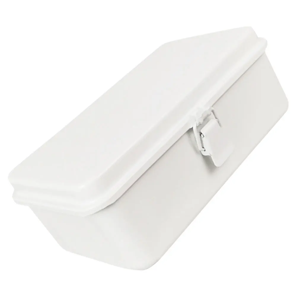 Metal Storage White Vintage Toolbox with Lockable Clasp for Office Items Tape Notepad Metal Tape Container Container