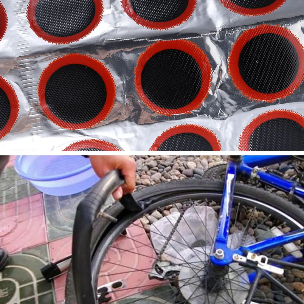 48pcs Tire Patch Square/Round Rubber Bike Tyre Repair Pad Portable Tire Inner Tube Pad Bicycle Vehicle Tire Repair Tools