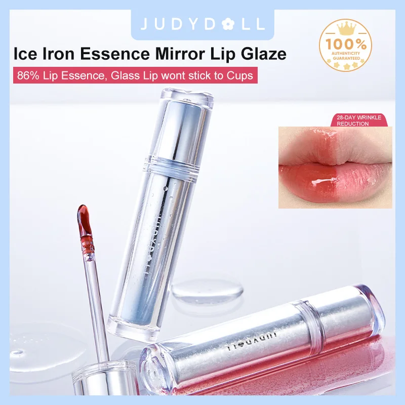 Judydoll Ice Iron Lip Glaze Glossy Mirror Water Glossy Lipstick Non-Stick Cup No Makeup