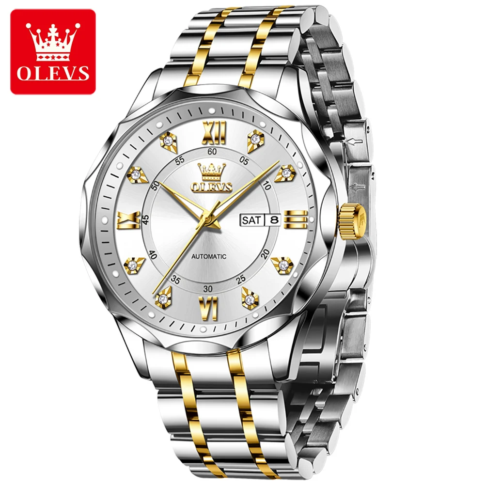 OLEVS Men's Watches 6727G Luxury Business Top Brand Original Automatic Mechanical Watch for Man Waterproof Luminous Date Week