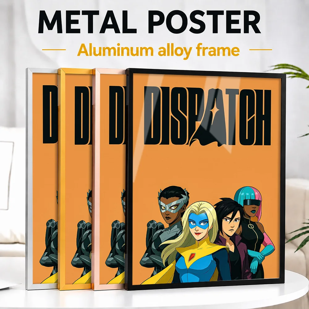 Dispatch Hero Trio Metal Poster With Aluminum Alloy Frame Customized Comic Style Wall Art For Bedroom And Entertainment Room