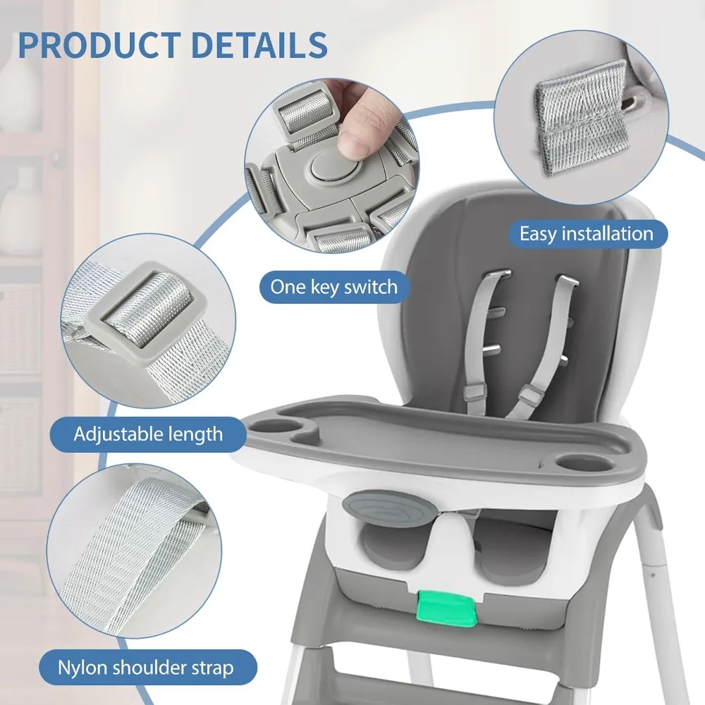 Universal Baby High Chair Straps Replacement 5 Point Harness Adjustable Safety Belt Toddler Seat Belt Highchair Accessories