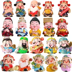 Resin Mini God of Wealth Statue Ornament Home Room Decoration Cute God of Fortune Mascot Figurine Feng Shui Car Interior Decor