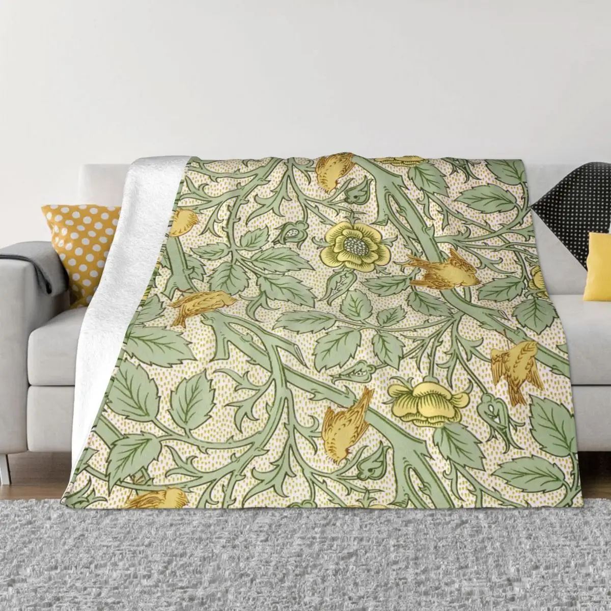 

Morris Flower Birds 2128 Home Quilt For Bed Custom Blanket Personalized Throw Blanket