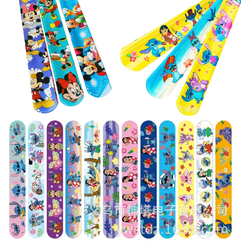 

Disney Wrist Strap Cartoon Mickey Minnie Stitch Clap Ring Slap Bracelets Kids Snapping Rings Toys Party Supplies Birthday Gifts