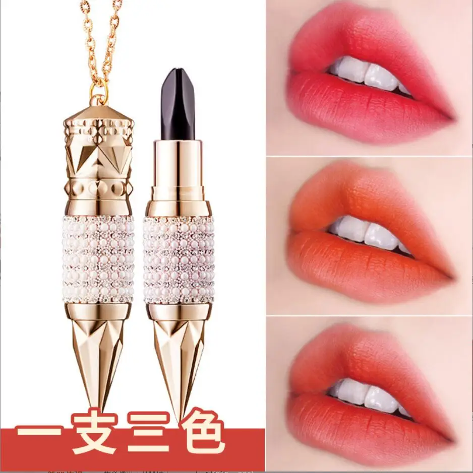 New Red Lipstick Matte Waterproof Long-lasting Lip Gloss Moisture Lipstick 3 Color Lipstick Makeup Set Special Ladies Gift T2309