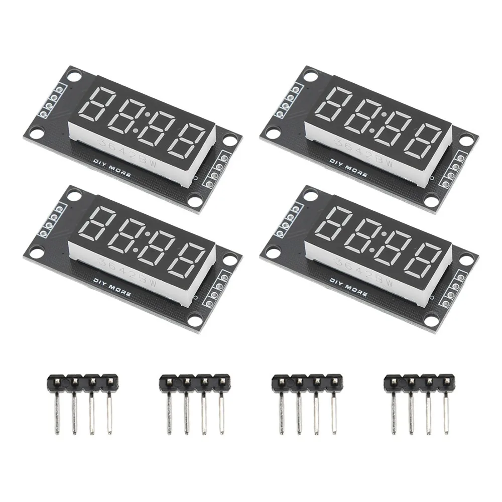 

4 Sets 4 Digit 7 Segment Digital Tube LED Display 0.36in TM1637 LED Display Board 5V 2 Pins to Digital IO Digital Tube