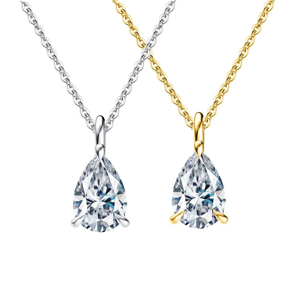 Moissanite Drop Necklace 1-2ct Moissanite with Certificate 100% Passed Diamond Test S925 Silve Jewelry Gift