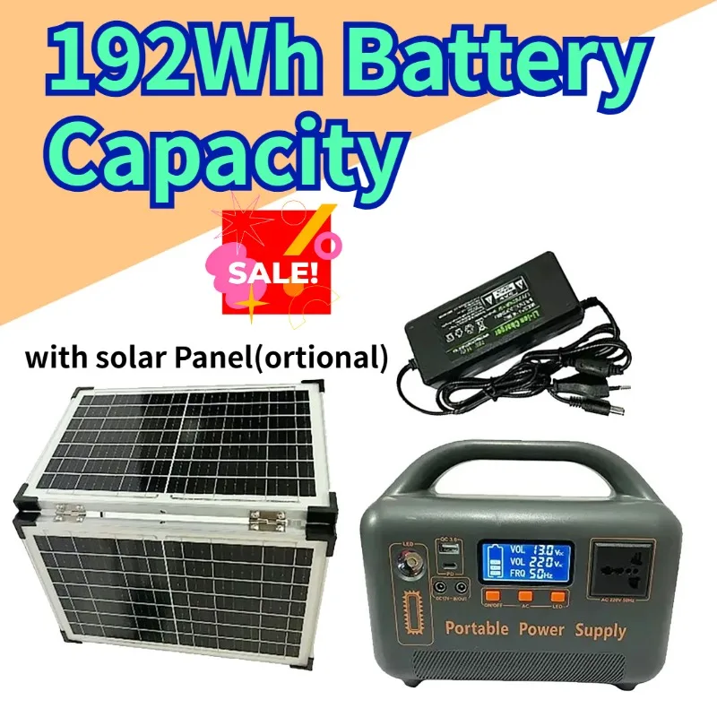 Portable Power Station Solar Generator with Solar Panel (Optional) 400W 192Wh LiFePO4 with Camping Solar Charger Power