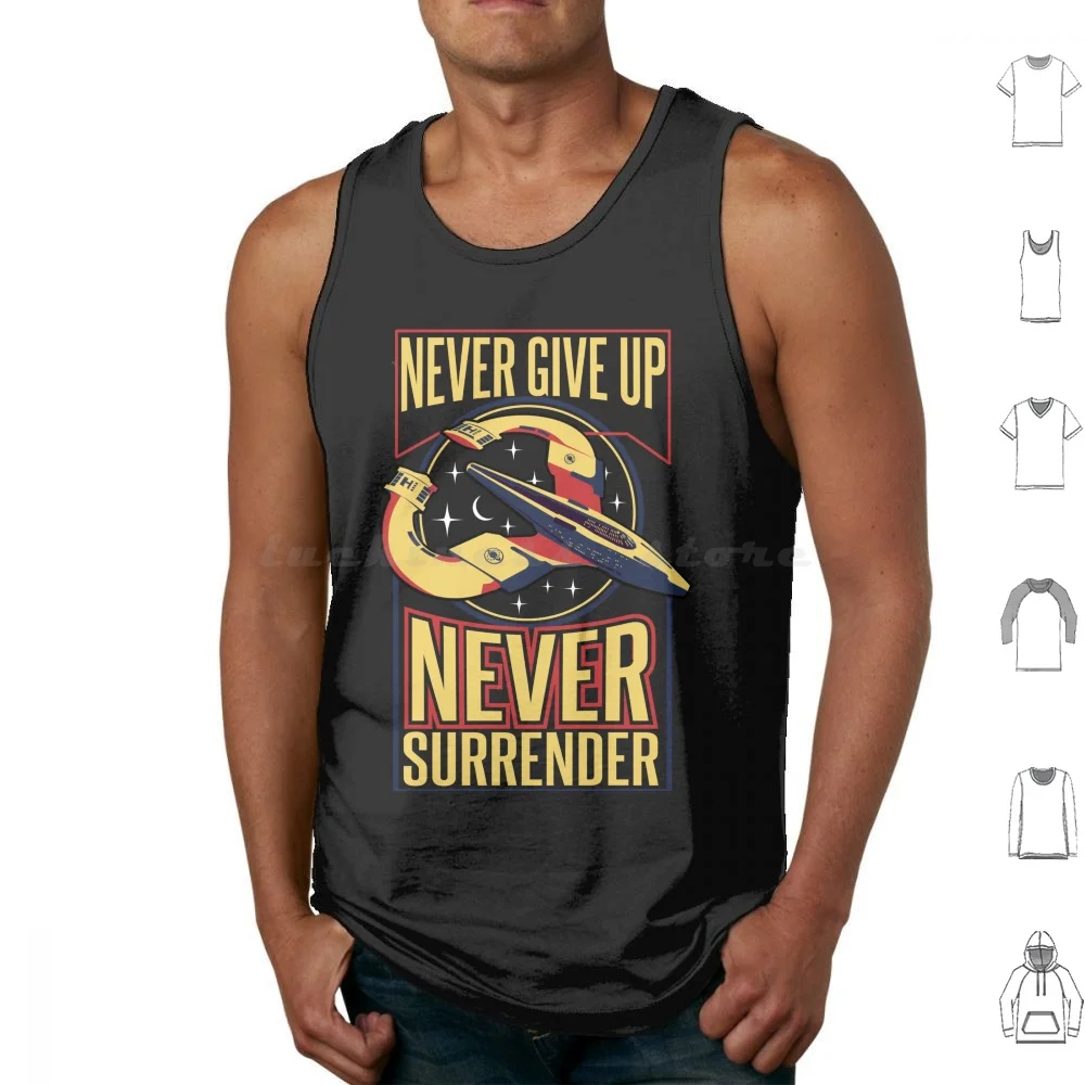 Nsea Protector Never Give Up Never Surrender V2 Regatas Colete Sem Mangas Galaxy Quest Tim Allen Paródia Filme de Comédia