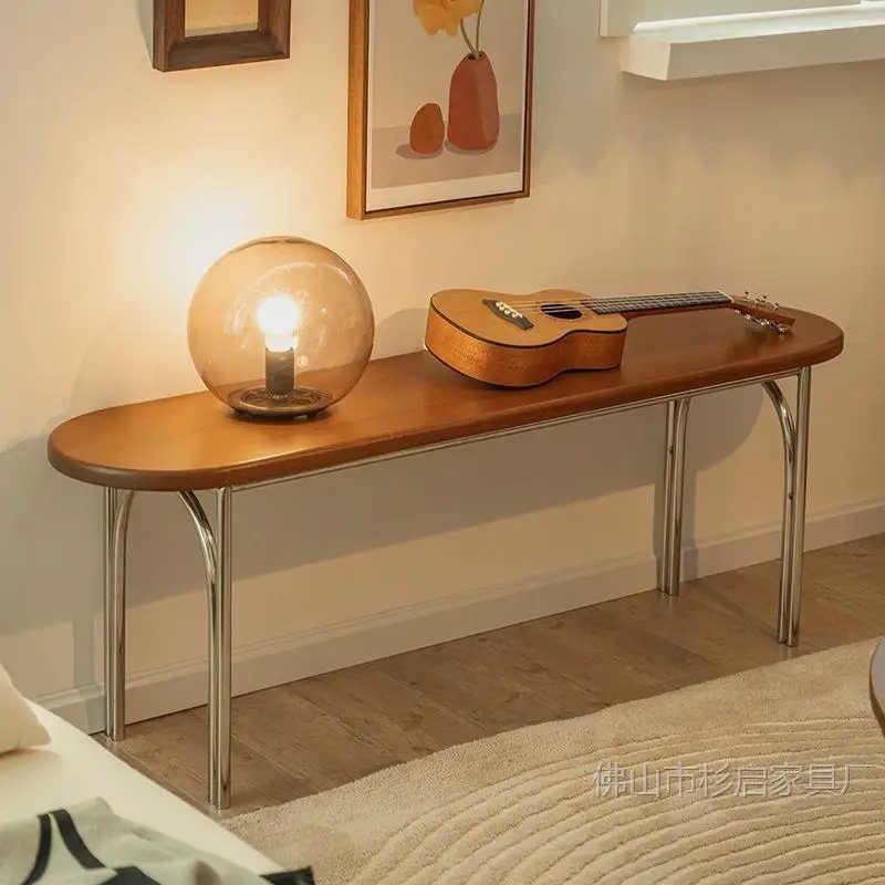 Solid wood dining table small apartment dining table chair combination home oval rectangular log table