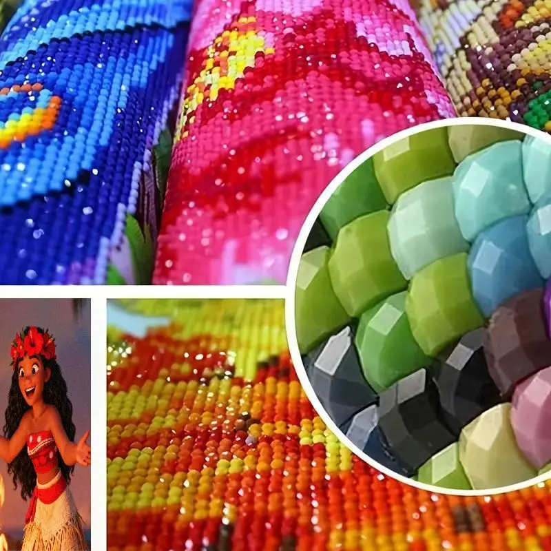 1PC Moana Disney Princess Diamond Painting 5D volledige boor ronde Diamond Art Kit, DIY Cartoon Adventure Theme Craft voor kinderen en Adu