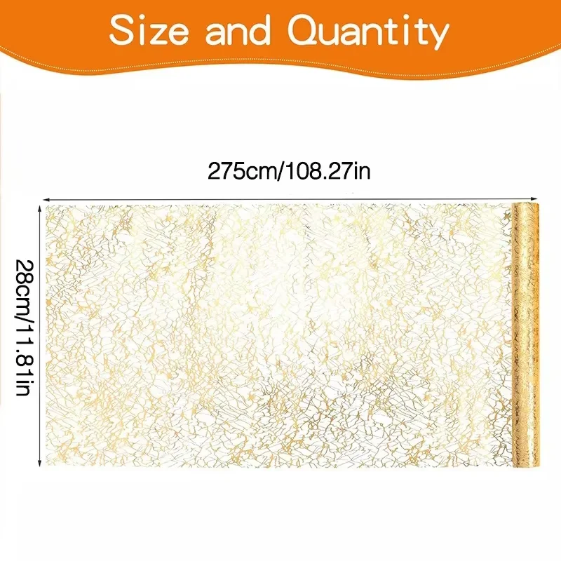 1PC Crinkle Golden Holiday Decor Table Runner Sequin Sparkly Table Runners Roll Metallic Mesh Fabric Decoration for Party