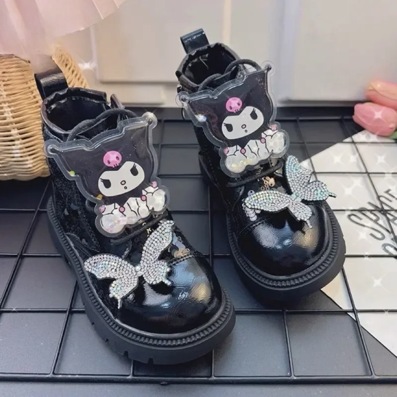 Dulce Anime Kuromi Sanrio Ins Kawaii niños Martin botas lindo dibujos animados encantador colgante tobillo cuero princesa zapatos regalos Juguetes