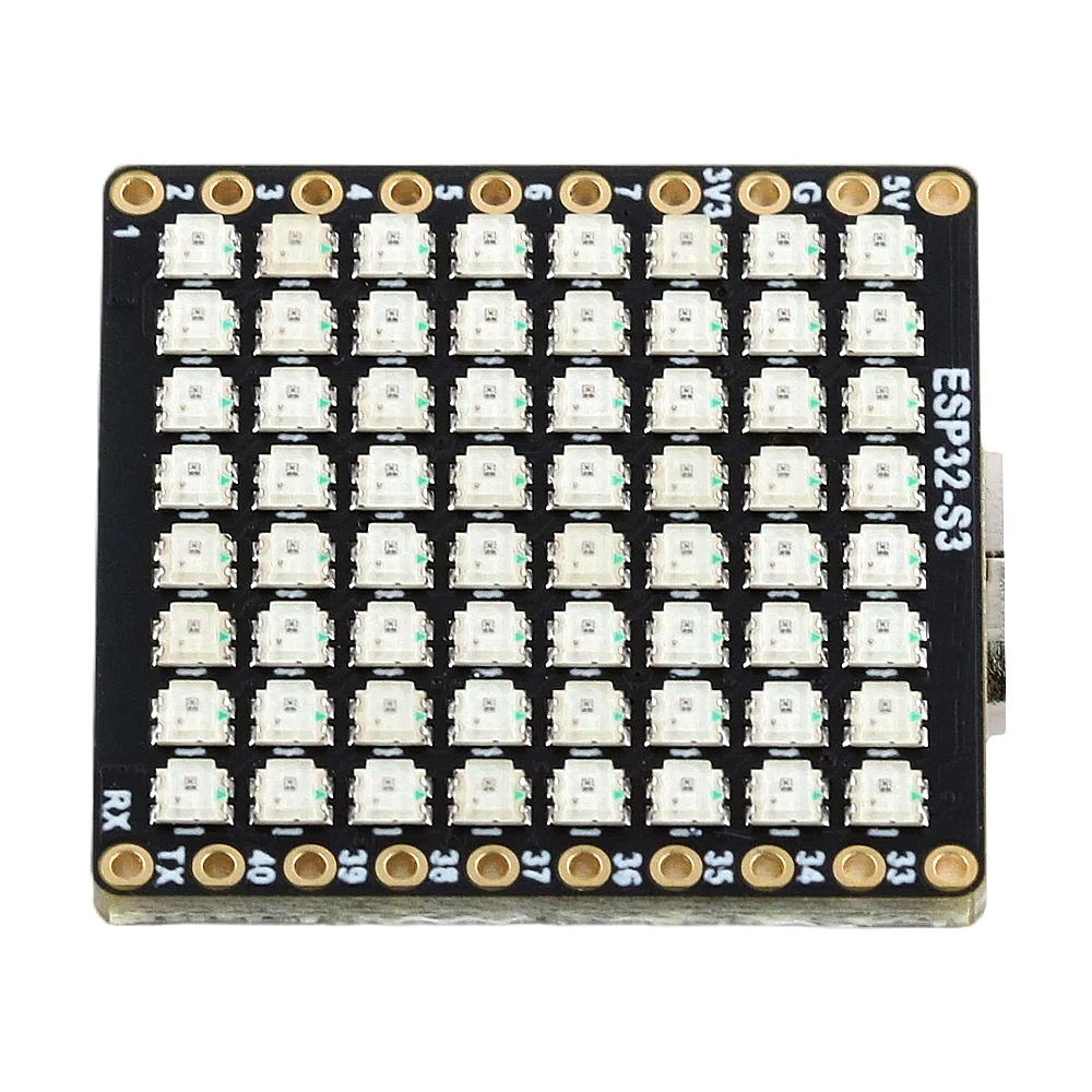 ESP32-S3 Mini Development Board with 8x8 RGB LED Matrix 2.4GHz WiFi BLE Low Power Bluetooth Wireless Module For Arduino Smart