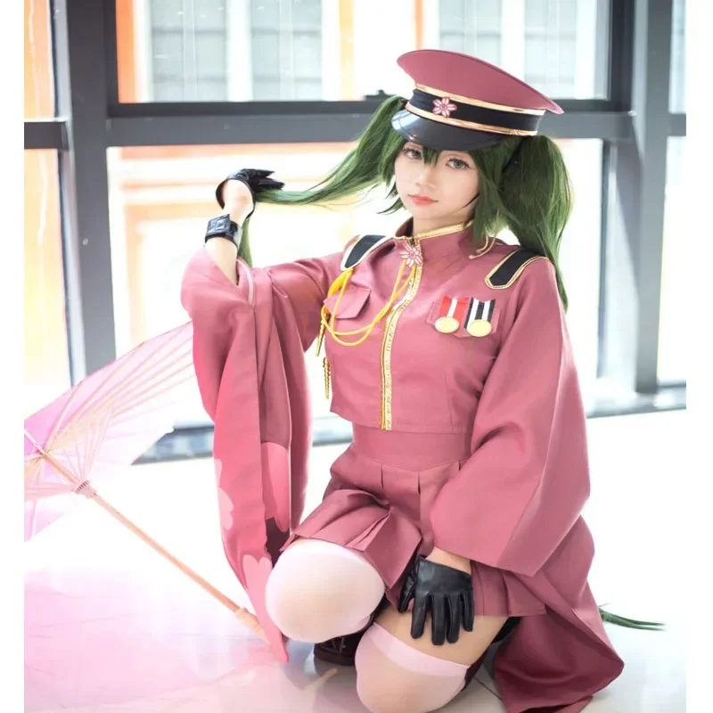 Thousand Cherry Trees Blossoms Senbonzakura Miku Kimono Uniform Outfit Halloween Clothes For Girls Military Uniform With Hat