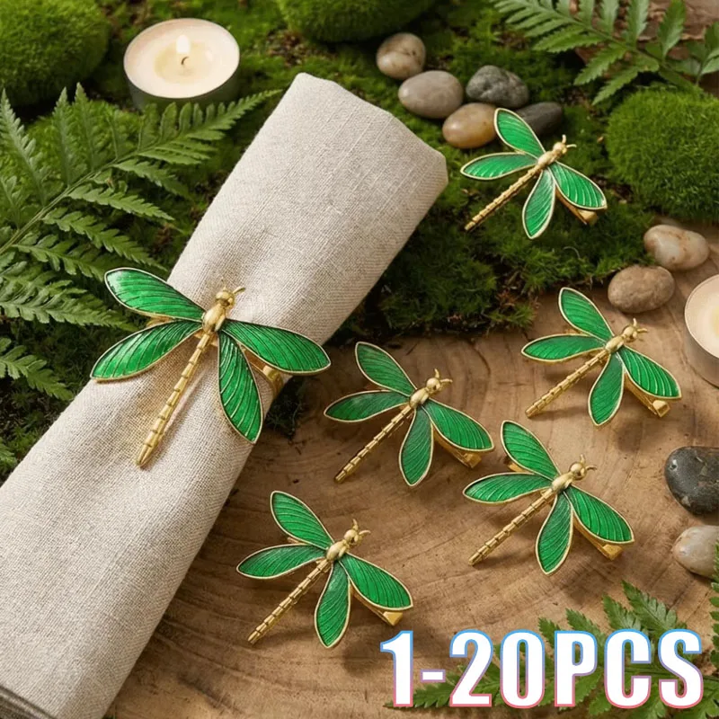 1-20PCS Napkin Rings Dragonfly Shaped Exquisite Artistic Contemporary Table Decoration Superb for Hotel Reception Party Occasion