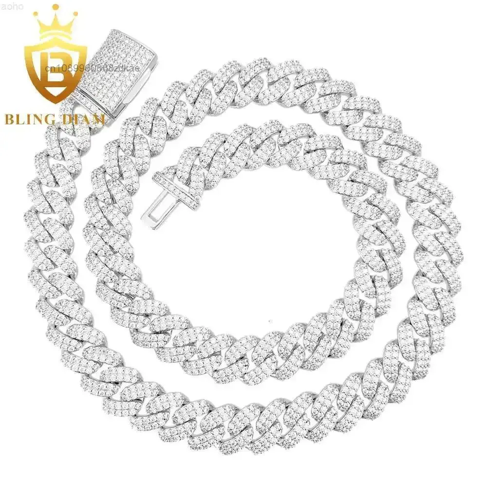 Hip Hop Full Diamond Jewelry Blingbling Pendant Charms Chain Necklace Vvs Moissanite Cuban Link Chain for Men Women