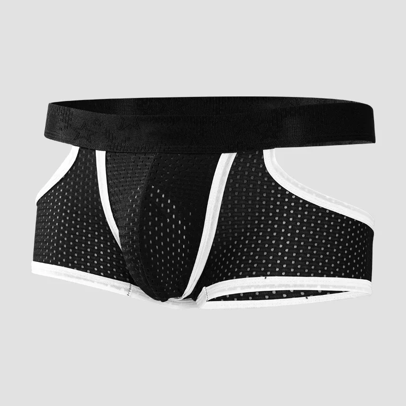 2 pezzi di biancheria intima da uomo con separazione di proiettili di seta ghiacciata, rete traspirante a quattro angoli, boxer sportivi estivi da uomo in stile sottile.