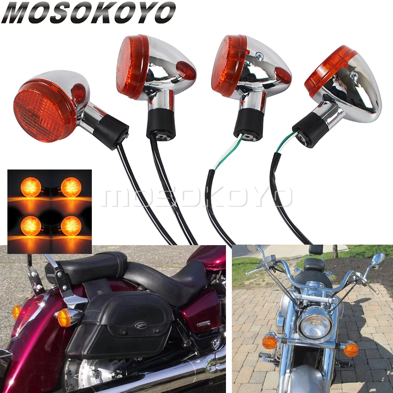 Front Rear Blinker Lamp Turn Signal Indicator Light For Honda Shadow VT 400 750 VT750 2004-2007 Bullet Turn Signals E13 Emark