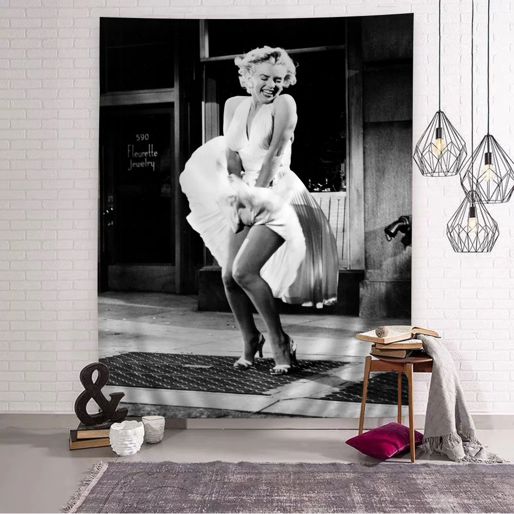 Vintage M-Marilyn Monroe Photo Tapestry Anime Tapestry Hanging Tarot Hippie Wall Rugs Dorm Wall Hanging Sheets