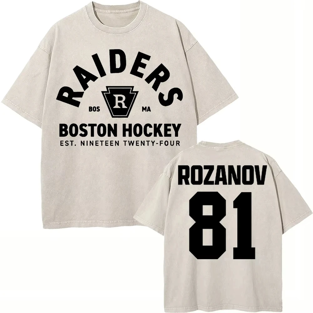 

Летняя винтажная футболка с эффектом потертости для мужчин: Илья Розанов №81, Бостон Рейдерс, Скотт Хантер, Шейн Холландер, с эффектом кислотной стирки