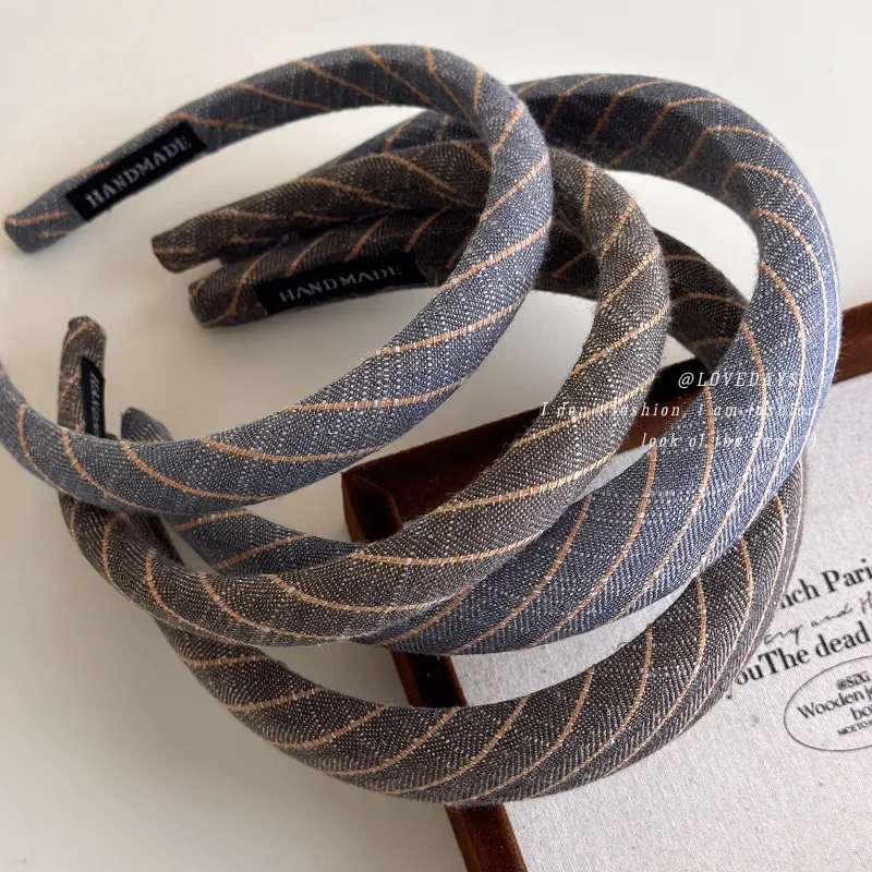 Headband Thin Stripe Hemp Lattice Retro Minimalist Crown Volumizing  Comfortable Versatile Daily Wear Women Early Fall