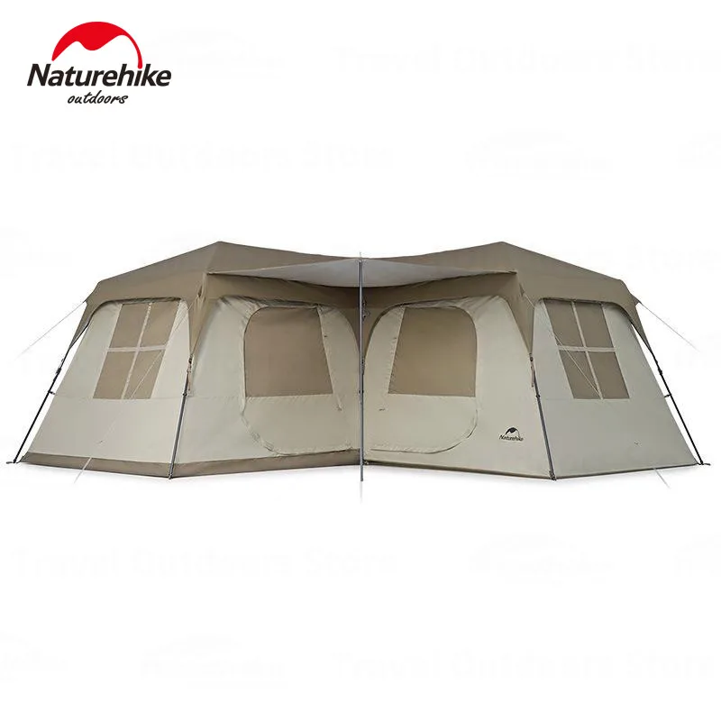 Naturehike Outdoor Village Suite Tent 3Room 2hall Large-Scale Luxury Travel Tent 28㎡ Sunscreen UPF50+ Camping Tent 10-12 Persons