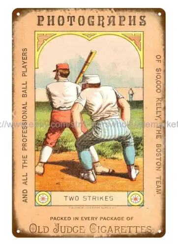 1887 Baseball Scorecard With Old Judge Cigarette Ads metal tin sign wall poster