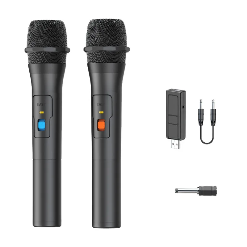 Household K-song One-to-Two Wireless Microphone Outdoor Intelligent Noise Reduction Two-Person Chorus Karaoke Microphone VHF