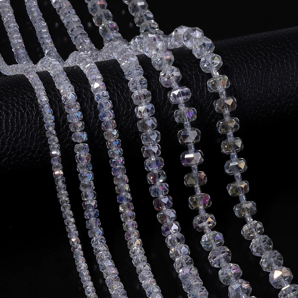 4 6 8 10mm Facettierte Kristallperlen Transparente AB-Radglasperlen für Schmuckherstellung DIY Armbänder Halsketten Zubehör