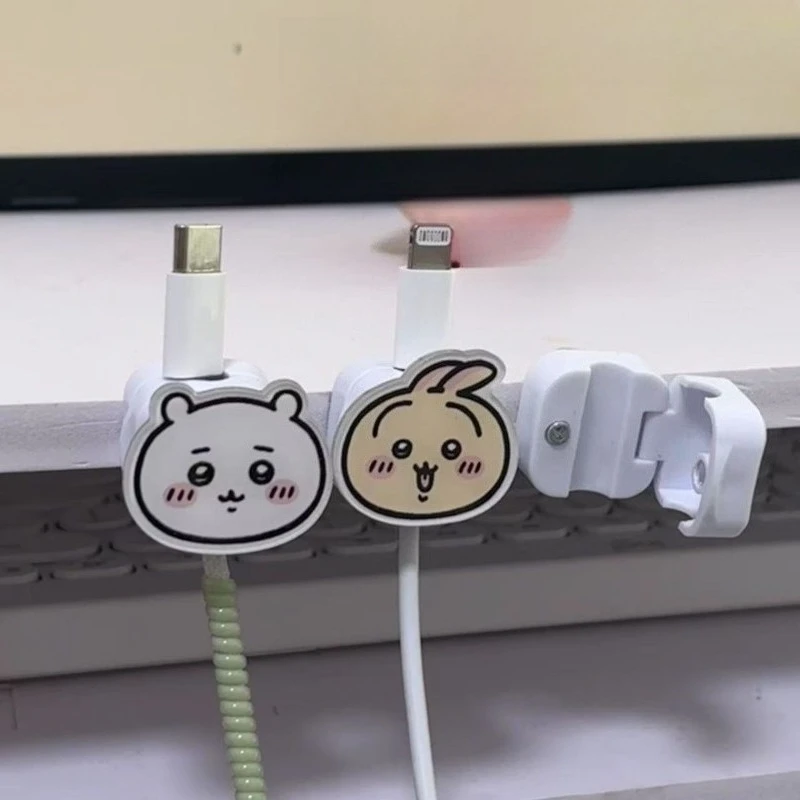 Hot-Chiikawa Magnetic Cable Organizer Desktop Phone Charging Holder Data Wire Clip Wall Mount Storage Buckle Cute Kawaii Cartoon - view 2